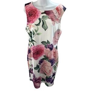 Premier Amour Floral Sheath Dress Pink Purple Sleeveless Size 14 IM975272B
